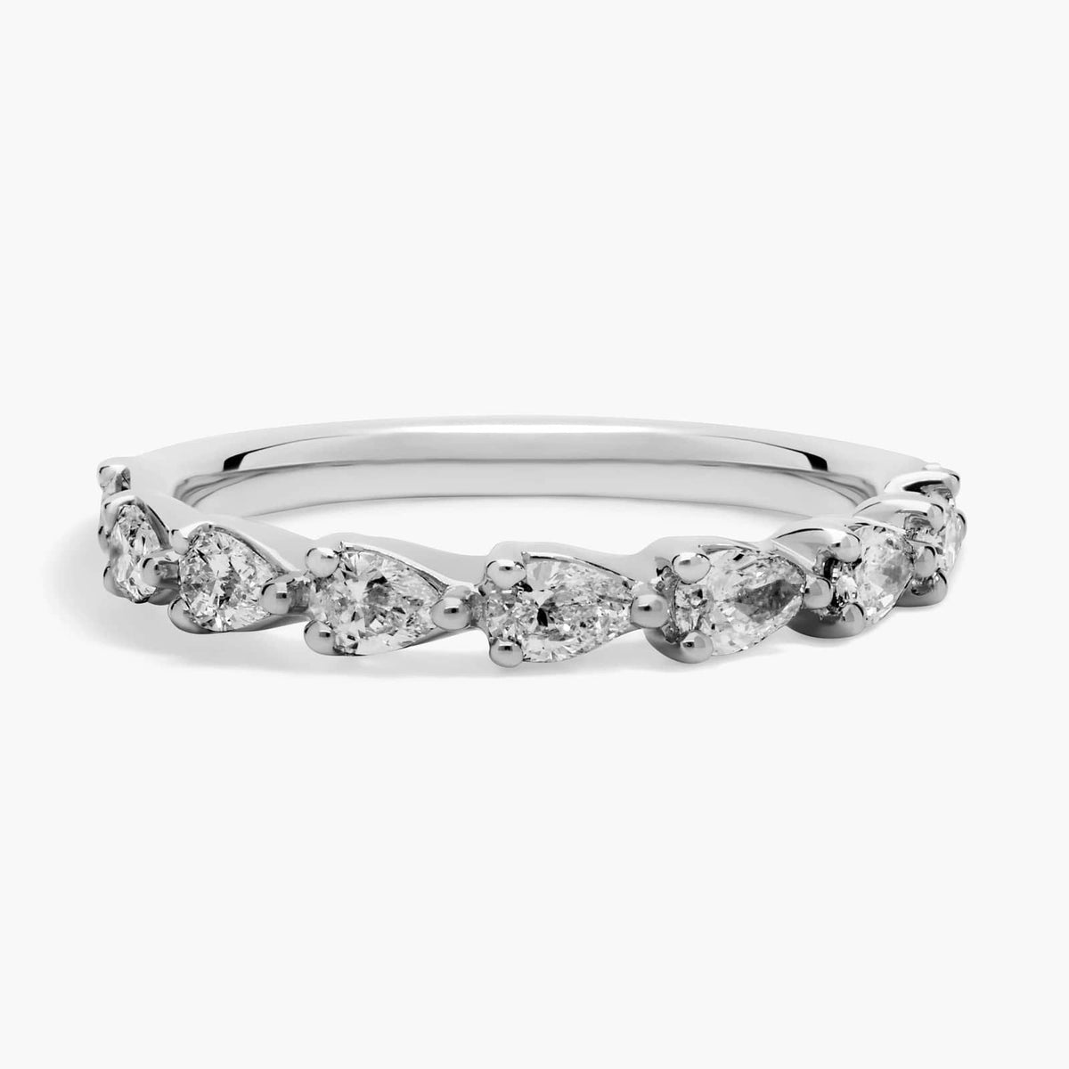 Sterling Silver (2.00mm) Pear Cut Anniversary Moissanite Wedding Ring East-West 9-Stone (1/2 ct. tw.) Main image