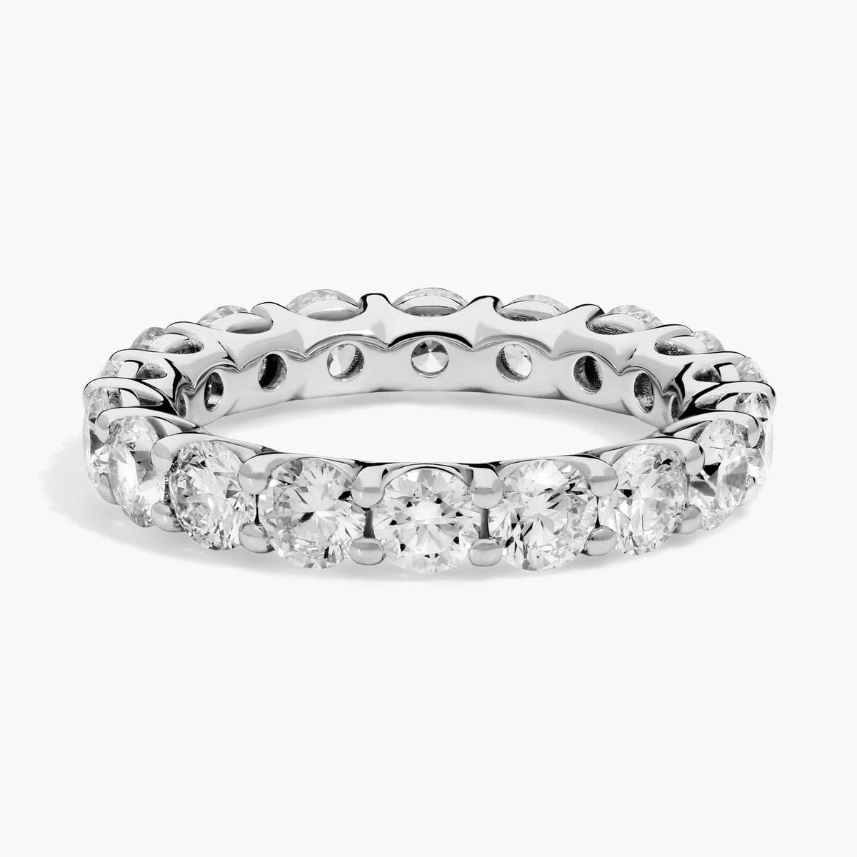 Sterling Silver (3.50mm) Round Cut Eternity Moissanite Wedding Ring Low Dome Basket (3 1/5 ct. tw.) Main image
