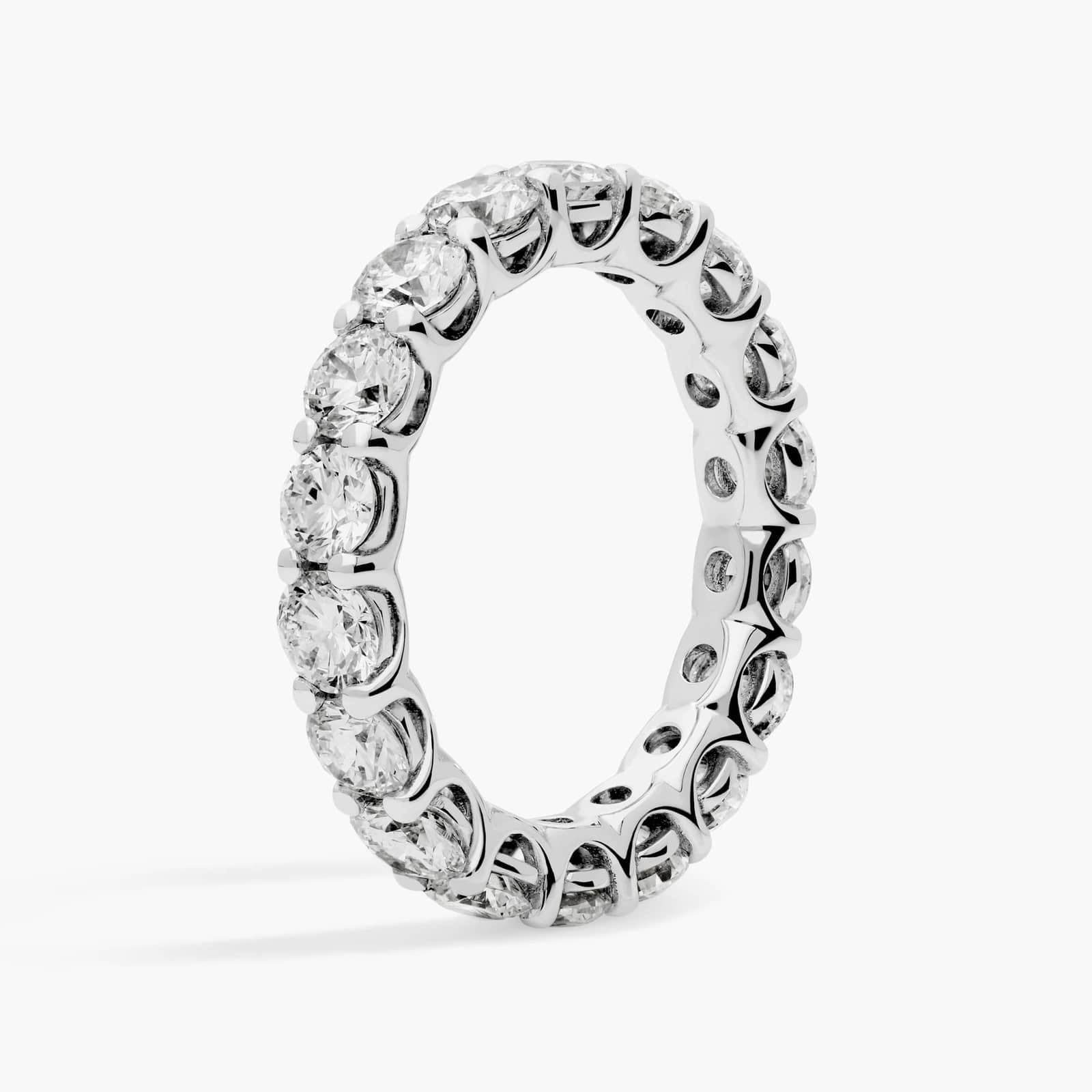 Sterling Silver (3.50mm) Round Cut Eternity Moissanite Wedding Ring Low Dome Basket (3 1/5 ct. tw.) Secondary image