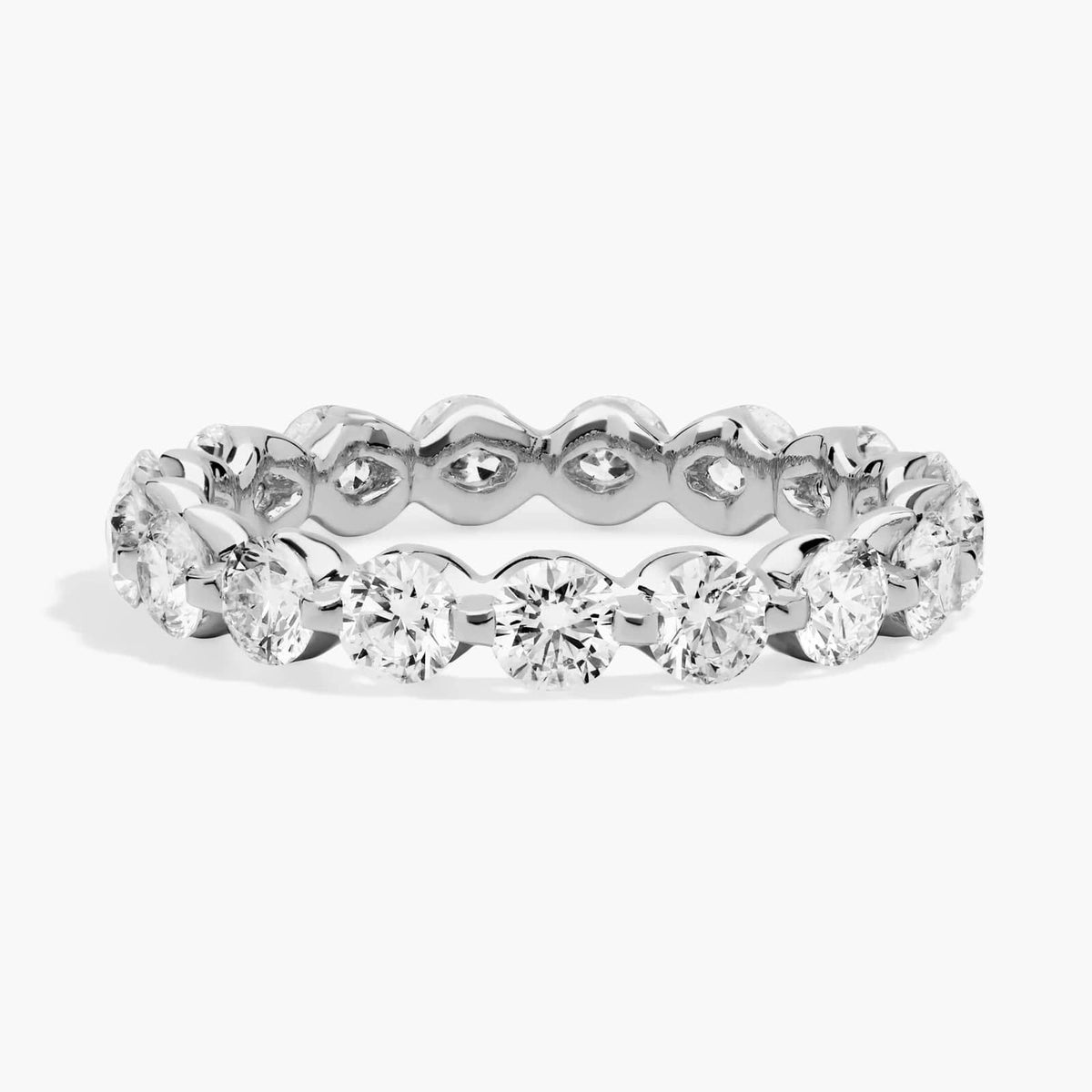 Sterling Silver (3.10mm) Round Cut Eternity Moissanite Wedding Ring Floating (2 ct. tw.) Main image