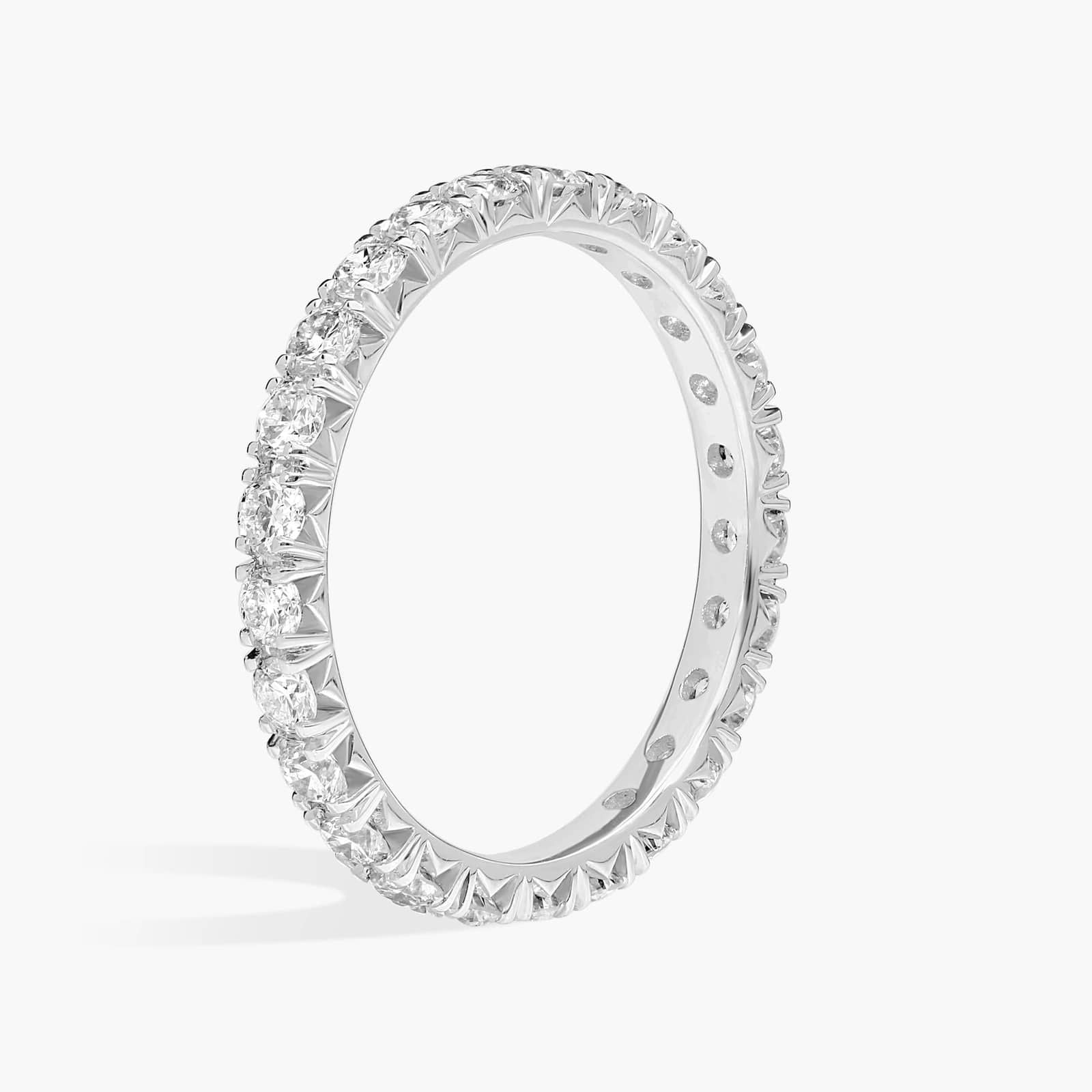 Sterling Silver (2.50mm) Round Cut Eternity Moissanite Wedding Ring French Pavé (1 ct. tw.) Secondary image