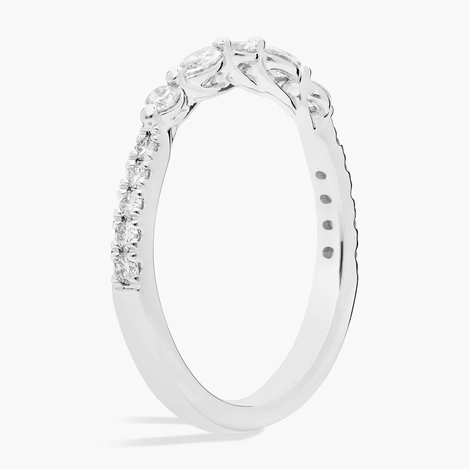 Sterling Silver (2.00mm) Round & Marquise Cut Moissanite Wedding Ring Marquise and Round (1/3 ct. tw.) Secondary image