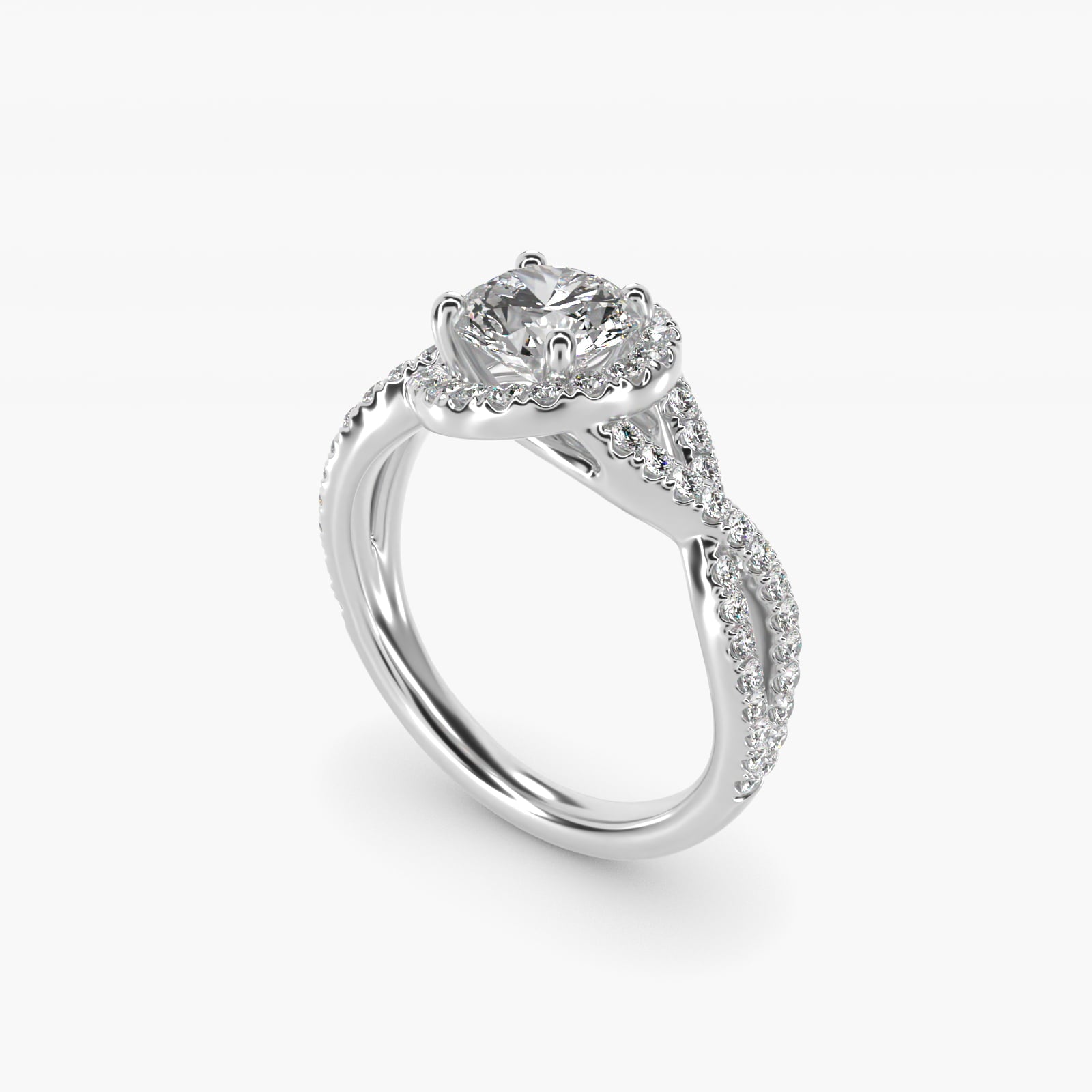 Twisted Halo Moissanite Engagement Ring Sterling Silver (2.0 ct., 1/3 ct. tw.) Secondary image
