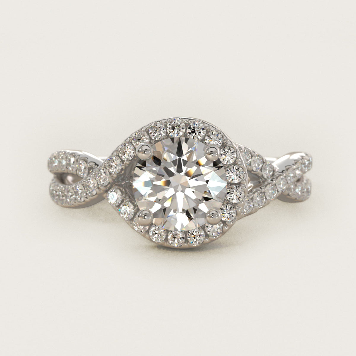 Twisted Halo Moissanite Engagement Ring Sterling Silver (2.0 ct., 1/3 ct. tw.) Main image