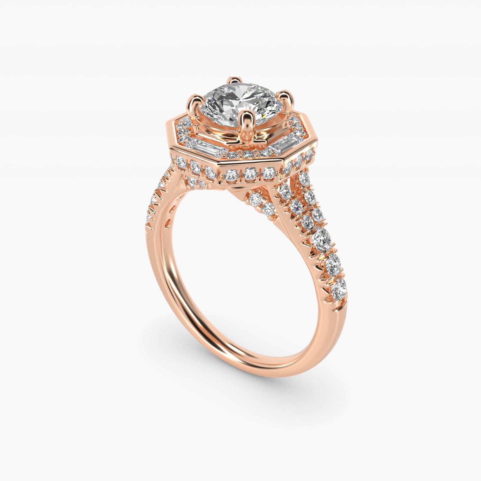 Art Deco Hexagon Halo Moissanite Engagement Ring Sterling Silver (2.0 ct., 3/4 ct. tw.) Secondary image