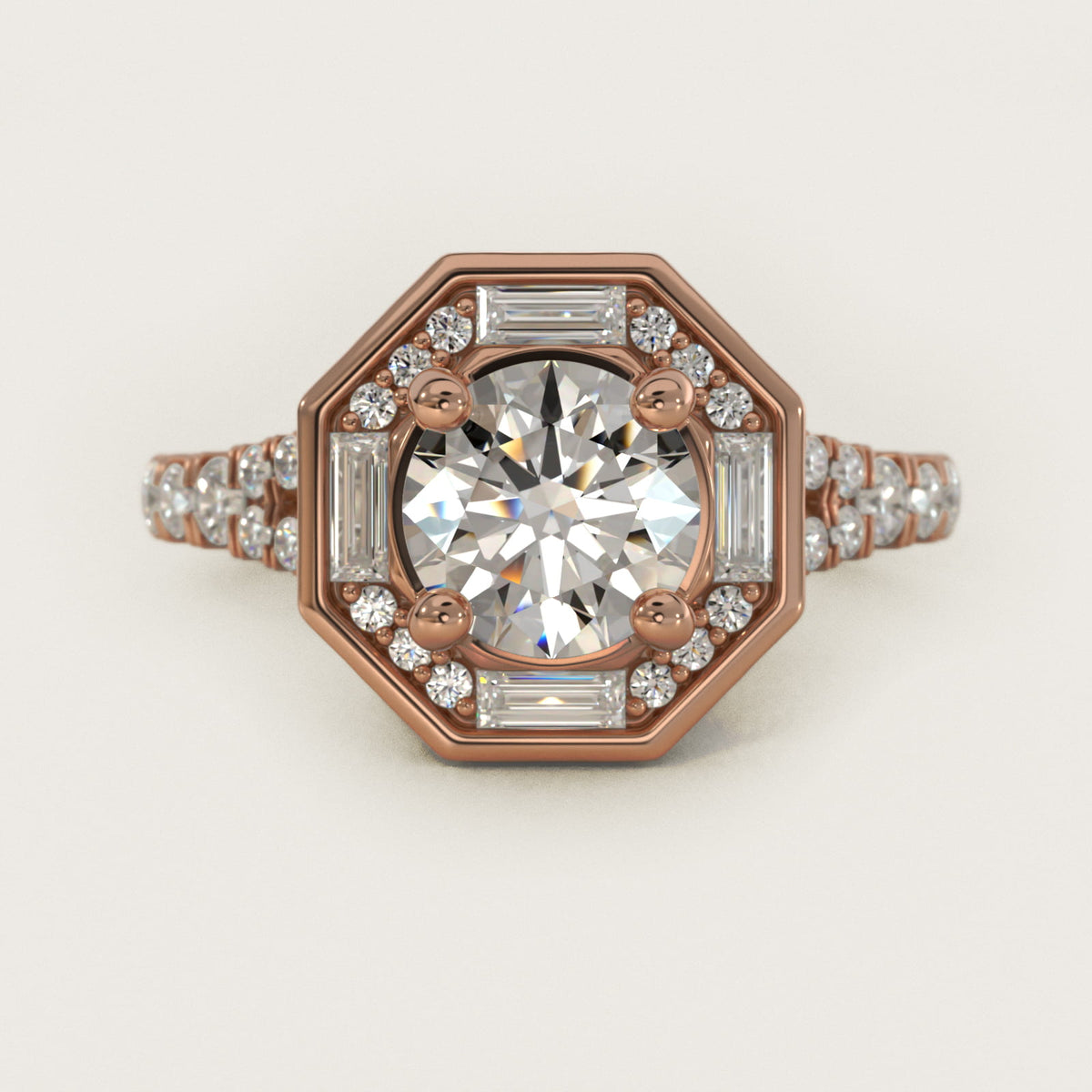 Art Deco Hexagon Halo Moissanite Engagement Ring Sterling Silver (2.0 ct., 3/4 ct. tw.) Main image