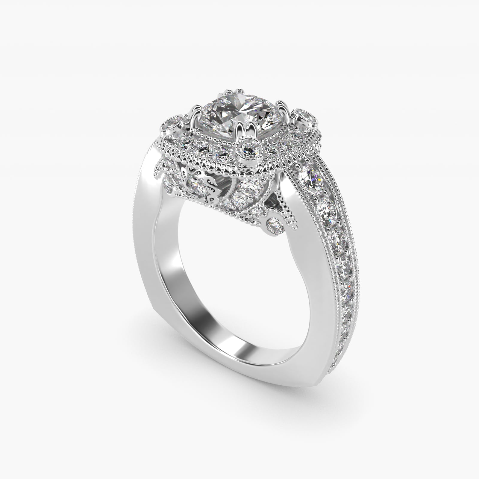 Empire Cushion Halo Moissanite Engagement Ring Sterling Silver (2.0 ct., 1.25 ct. tw.) Secondary image