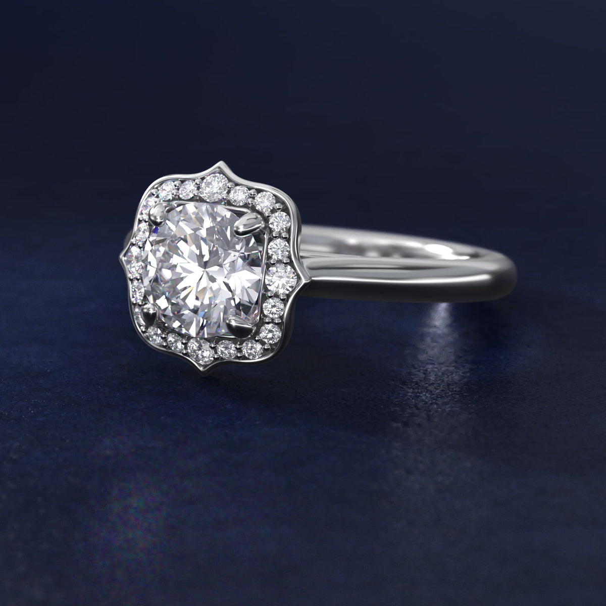Antique Frame Halo Vintage-Style Moissanite Engagement Ring Sterling Silver (2.0 ct.)