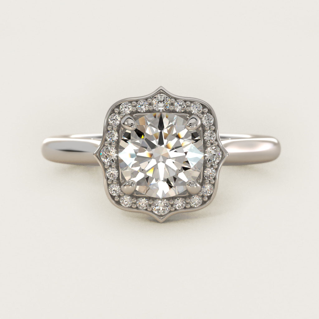 Antique Frame Halo Vintage-Style Moissanite Engagement Ring Sterling Silver (2.0 ct.)