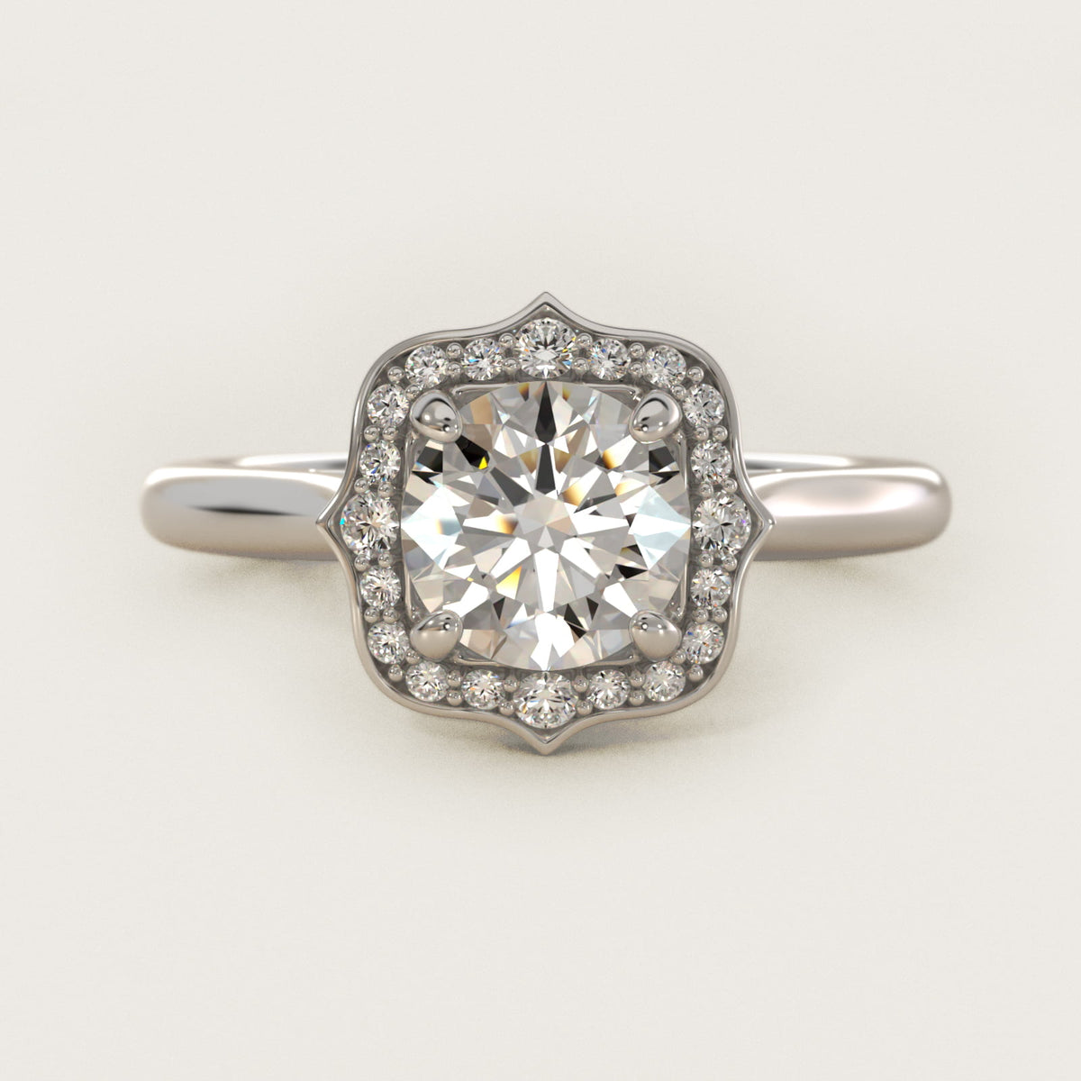 Antique Frame Halo Vintage-Style Moissanite Engagement Ring Sterling Silver (2.0 ct.)