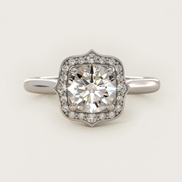 Antique Frame Halo Vintage-Style Moissanite Engagement Ring Sterling Silver (2.0 ct.)