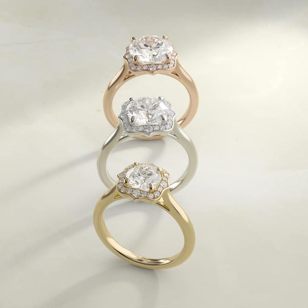 Antique Frame Halo Vintage-Style Moissanite Engagement Ring Sterling Silver (2.0 ct.)
